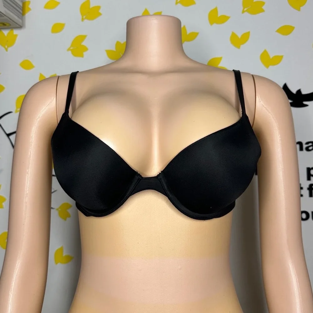 Pink Victoria's Secret WEAR EVERYWHERE PUSH‎ UP BRA Size 34B Black